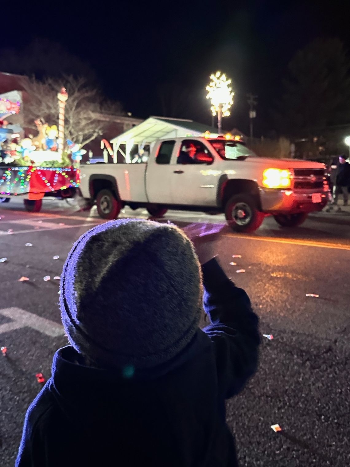 Waving to Santa